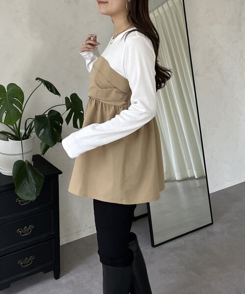 prose verse(プロズヴェール)の「ペプラムビスチェドッキングリブトップス(Tシャツ/カットソー・レディース・チャコールグレー/オフホワイト・LARGE/MEDIUM)」の12枚目の写真