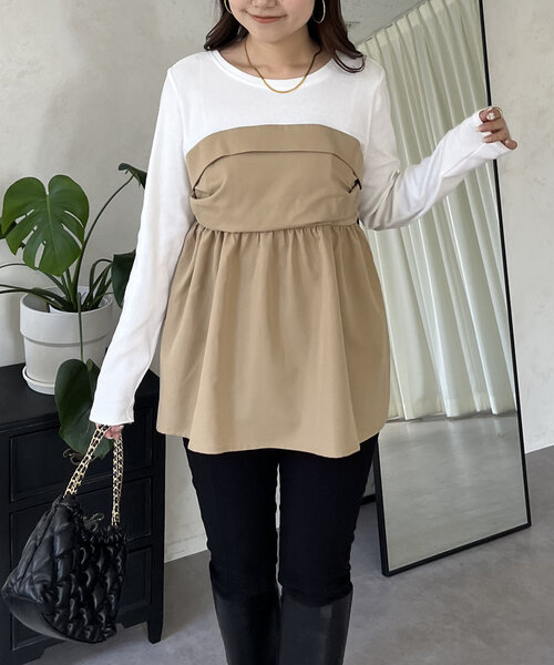prose verse(プロズヴェール)の「ペプラムビスチェドッキングリブトップス(Tシャツ/カットソー・レディース・チャコールグレー/オフホワイト・LARGE/MEDIUM)」の18枚目の写真