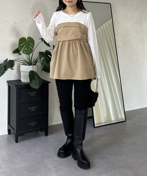 prose verse(プロズヴェール)の「ペプラムビスチェドッキングリブトップス(Tシャツ/カットソー・レディース・チャコールグレー/オフホワイト・LARGE/MEDIUM)」の20枚目の写真