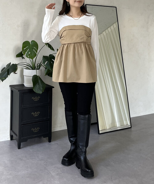 prose verse(プロズヴェール)の「ペプラムビスチェドッキングリブトップス(Tシャツ/カットソー・レディース・チャコールグレー/オフホワイト・LARGE/MEDIUM)」の21枚目の写真