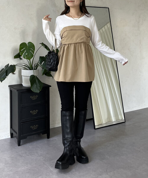prose verse(プロズヴェール)の「ペプラムビスチェドッキングリブトップス(Tシャツ/カットソー・レディース・チャコールグレー/オフホワイト・LARGE/MEDIUM)」の22枚目の写真