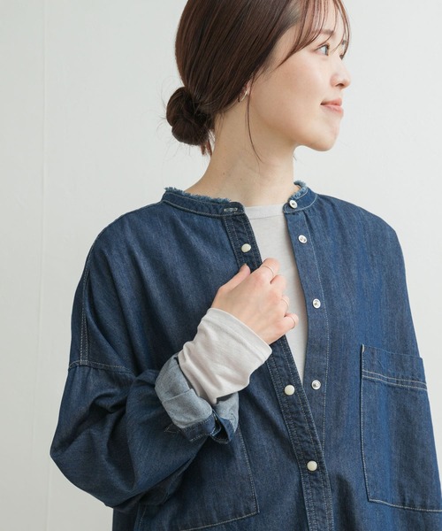 URBAN RESEARCH DOORS（アーバンリサーチドアーズ）の「リネン混シアーロングTシャツ（Tシャツ/カットソー・レディース・ライトグレー/オフホワイト・MEDIUM）」の7枚目の写真