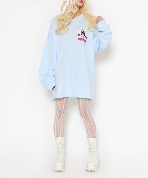 PUNYUS(プニュズ)の「Rabbit girl ビッグロンT(Tシャツ/カットソー・レディース・サックスブルー/ホワイト・2/4/3)」の9枚目の写真