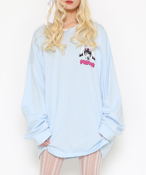 PUNYUS(プニュズ)の「Rabbit girl ビッグロンT(Tシャツ/カットソー・レディース・サックスブルー/ホワイト・2/4/3)」の12枚目の写真