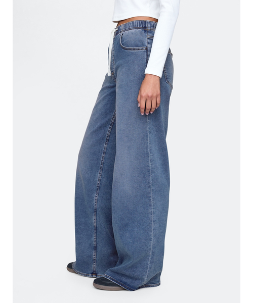 GAP(ギャップ)の「ミッドライズ ニット イージー バギーデニム(デニムパンツ・レディース・インディゴブルー・S/XS/L/M/XXS)」の2枚目の写真