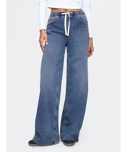 GAP(ギャップ)の「ミッドライズ ニット イージー バギーデニム(デニムパンツ・レディース・インディゴブルー・S/XS/L/M/XXS)」の1枚目の写真