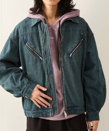 JUNRED | デニムバイカーZIPブルゾン(デニムジャケット)