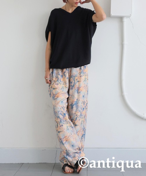 水彩柄ストレートパンツ（その他パンツ）｜antiqua（アンティカ