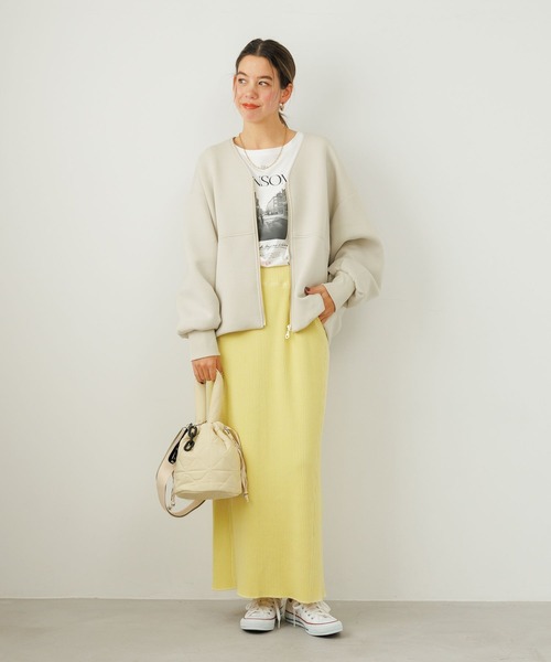 BAYFLOW（ベイフロー）の「[高い伸縮性で動きやすい]リブスカート（スカート・レディース・イエロー/ブルー/ブラック/アイボリー・SMALL/MEDIUM）」の14枚目の写真