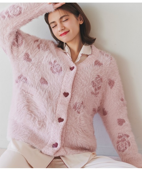 PEACH JOHN（ピーチジョン）の「フェザーヤーンジャカードカーデ（その他ルームウェア・レディース・ピンク/アイボリー・ONE SIZE）」の14枚目の写真