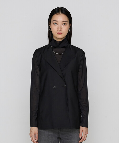 COMME CA(コムサ)の「【セットアップ対応】ブライトリートロ ジレ(ベスト・レディース・ブラック/トップグレー・9号/11号)」の1枚目の写真