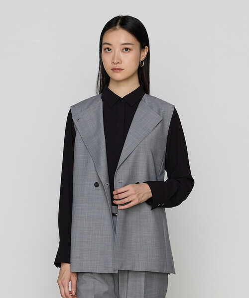 COMME CA(コムサ)の「【セットアップ対応】ブライトリートロ ジレ(ベスト・レディース・ブラック/トップグレー・9号/11号)」の2枚目の写真