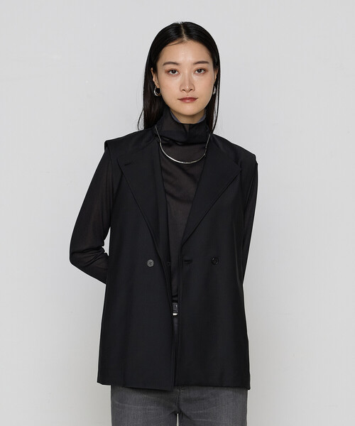 COMME CA(コムサ)の「【セットアップ対応】ブライトリートロ ジレ(ベスト・レディース・ブラック/トップグレー・9号/11号)」の8枚目の写真