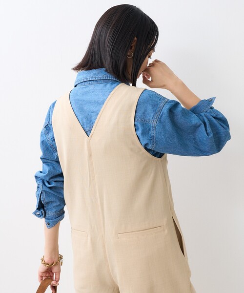 FREAK'S STORE(フリークスストア)の「接触冷感/UV リネンタッチ オールインワン/リネンタッチ サロペット(つなぎ/オールインワン・レディース・グレー/ベージュ/ブラック・フリ-)」の6枚目の写真