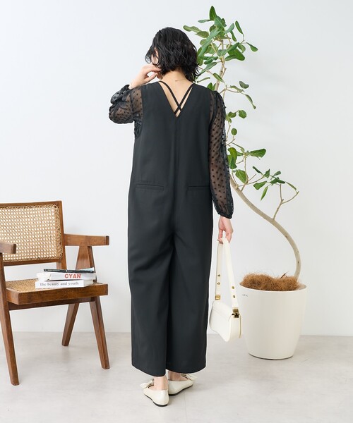 FREAK'S STORE(フリークスストア)の「接触冷感/UV リネンタッチ オールインワン/リネンタッチ サロペット(つなぎ/オールインワン・レディース・グレー/ベージュ/ブラック・フリ-)」の9枚目の写真
