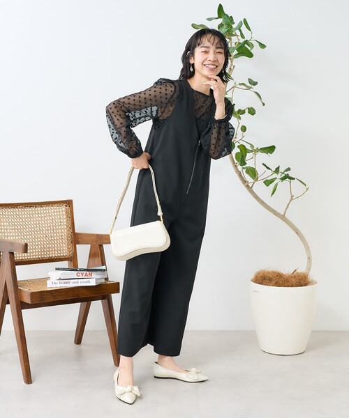 FREAK'S STORE(フリークスストア)の「接触冷感/UV リネンタッチ オールインワン/リネンタッチ サロペット(つなぎ/オールインワン・レディース・グレー/ベージュ/ブラック・フリ-)」の10枚目の写真