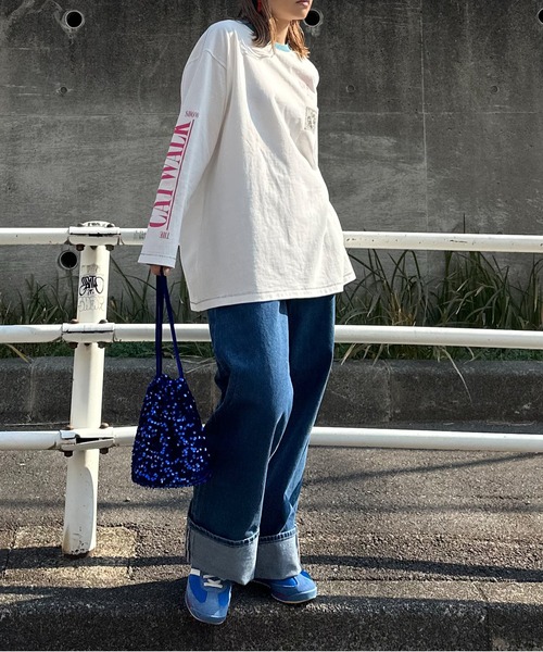 mi via loca（ミヴィアロカ）の「Vintageライク CATネーム 袖ロゴ リンガーロンT（Tシャツ/カットソー・レディース・ベージュ/オフホワイト/ホワイト系その他・FREE）」の21枚目の写真
