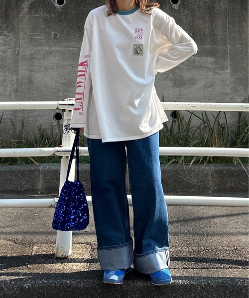 mi via loca（ミヴィアロカ）の「Vintageライク CATネーム 袖ロゴ リンガーロンT（Tシャツ/カットソー・レディース・ベージュ/オフホワイト/ホワイト系その他・FREE）」の20枚目の写真