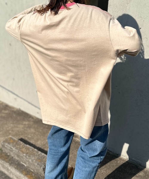 mi via loca（ミヴィアロカ）の「Vintageライク CATネーム 袖ロゴ リンガーロンT（Tシャツ/カットソー・レディース・ベージュ/オフホワイト/ホワイト系その他・FREE）」の8枚目の写真