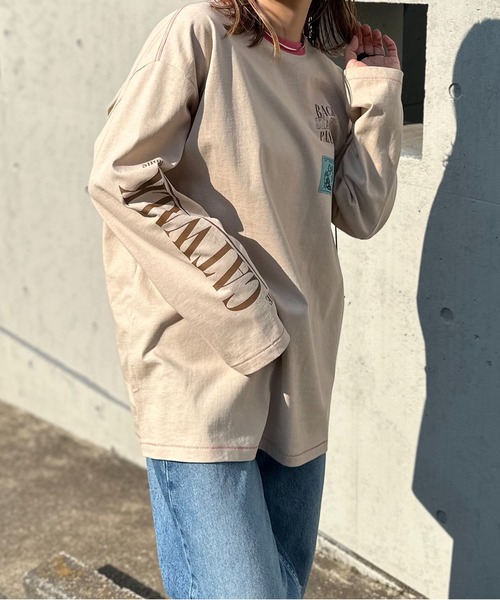 mi via loca（ミヴィアロカ）の「Vintageライク CATネーム 袖ロゴ リンガーロンT（Tシャツ/カットソー・レディース・ベージュ/オフホワイト/ホワイト系その他・FREE）」の11枚目の写真