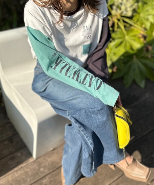 mi via loca（ミヴィアロカ）の「Vintageライク CATネーム 袖ロゴ リンガーロンT（Tシャツ/カットソー・レディース・ベージュ/オフホワイト/ホワイト系その他・FREE）」の18枚目の写真