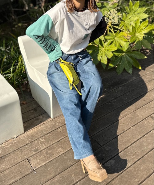 mi via loca（ミヴィアロカ）の「Vintageライク CATネーム 袖ロゴ リンガーロンT（Tシャツ/カットソー・レディース・ベージュ/オフホワイト/ホワイト系その他・FREE）」の14枚目の写真