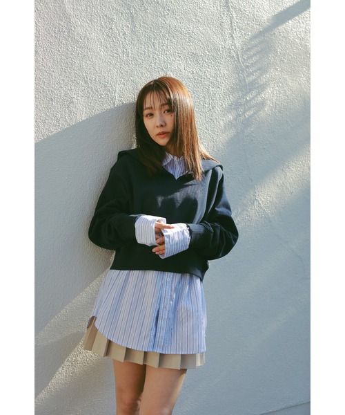 N WITH.（エヌウィズ）の「セーラースウェット（スウェット・レディース・ライトベージュ/ネイビー・FREE）」の4枚目の写真