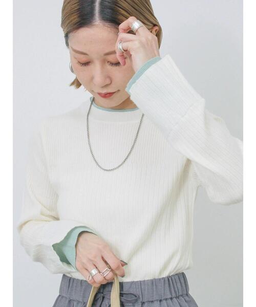 Samansa Mos2 blue（サマンサモスモスブルー）の「◎配色リブニットプルオーバー（ニット/セーター・レディース・オフホワイト/グレー/ブラック・F）」の15枚目の写真