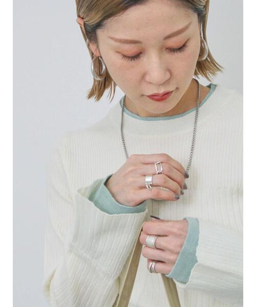 Samansa Mos2 blue（サマンサモスモスブルー）の「◎配色リブニットプルオーバー（ニット/セーター・レディース・オフホワイト/グレー/ブラック・F）」の18枚目の写真