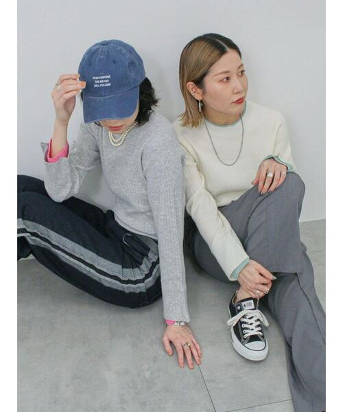 Samansa Mos2 blue（サマンサモスモスブルー）の「◎配色リブニットプルオーバー（ニット/セーター・レディース・オフホワイト/グレー/ブラック・F）」の7枚目の写真