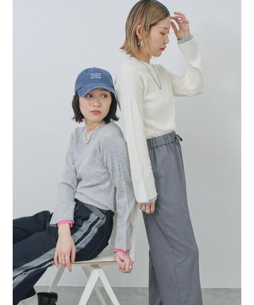 Samansa Mos2 blue（サマンサモスモスブルー）の「◎配色リブニットプルオーバー（ニット/セーター・レディース・オフホワイト/グレー/ブラック・F）」の12枚目の写真