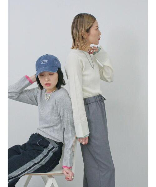 Samansa Mos2 blue（サマンサモスモスブルー）の「◎配色リブニットプルオーバー（ニット/セーター・レディース・オフホワイト/グレー/ブラック・F）」の13枚目の写真