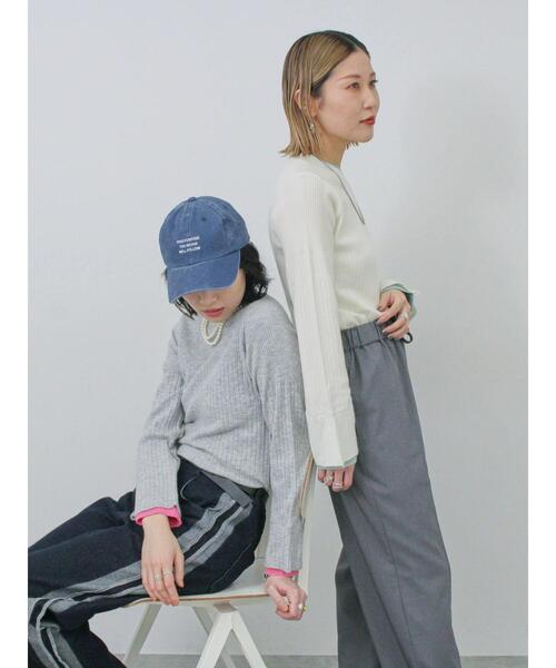 Samansa Mos2 blue（サマンサモスモスブルー）の「◎配色リブニットプルオーバー（ニット/セーター・レディース・オフホワイト/グレー/ブラック・F）」の14枚目の写真