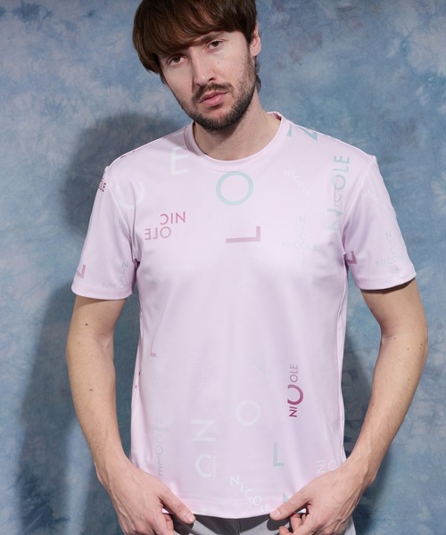 HIDEAWAYS NICOLE(ハイダウェイニコル)の「【WEB限定】総柄ロゴプリント半袖Tシャツ(Tシャツ/カットソー・メンズ・サックスブルー/ピンク/ブラック/オフホワイト・X-LARGE/LARGE/MEDIUM)」の2枚目の写真