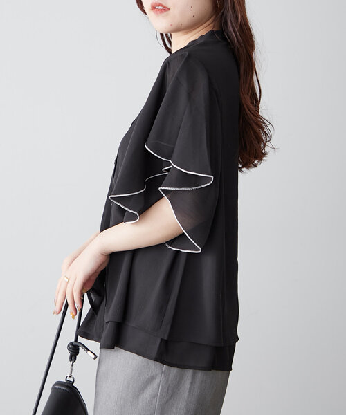 continuer de NICE CLAUP(コンティニューデナイスクラップ)の「【WEB限定】【リバイバルアイテム】10色展開、シフォン楊柳ブラウス(シャツ/ブラウス・レディース・ブラック/グレー/アイボリー/ロイヤルブルー/ブルー系その他/ブラック系その他/ホワイト系その他/グレイッシュベージュ/ライトブルーグレー/グレー系その他2・FREE)」の4枚目の写真