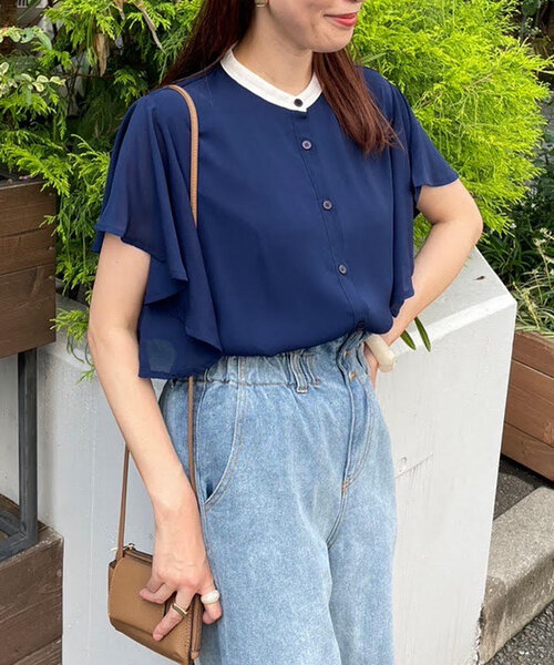 continuer de NICE CLAUP(コンティニューデナイスクラップ)の「【WEB限定】【リバイバルアイテム】10色展開、シフォン楊柳ブラウス(シャツ/ブラウス・レディース・ブラック/グレー/アイボリー/ロイヤルブルー/ブルー系その他/ブラック系その他/ホワイト系その他/グレイッシュベージュ/ライトブルーグレー/グレー系その他2・FREE)」の9枚目の写真