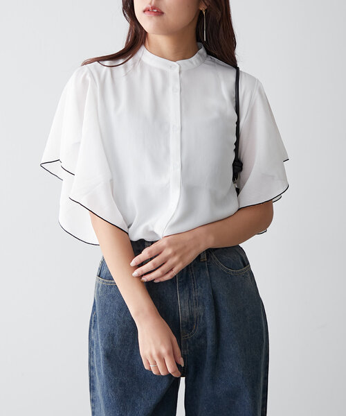 continuer de NICE CLAUP(コンティニューデナイスクラップ)の「【WEB限定】【リバイバルアイテム】10色展開、シフォン楊柳ブラウス(シャツ/ブラウス・レディース・ブラック/グレー/アイボリー/ロイヤルブルー/ブルー系その他/ブラック系その他/ホワイト系その他/グレイッシュベージュ/ライトブルーグレー/グレー系その他2・FREE)」の1枚目の写真