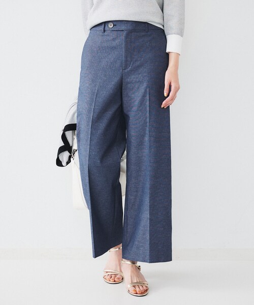 【大特価開催中】 untitled co パンツ セール】【清涼感/洗濯機洗い可】オックス クロップドワイド