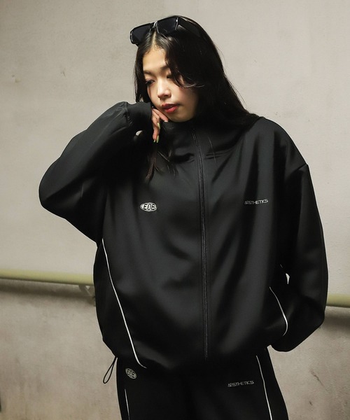 ZIP FIVE（ジップファイブ）の「【ZIP FIVE】 ドローコード内蔵 エステル ジャージ パイピング トラック フード ジップパーカー / トラックジャケット（ジャージ・メンズ・ネイビー/ブラック/チャコール・MEDIUM/LARGE/X-LARGE）」の2枚目の写真