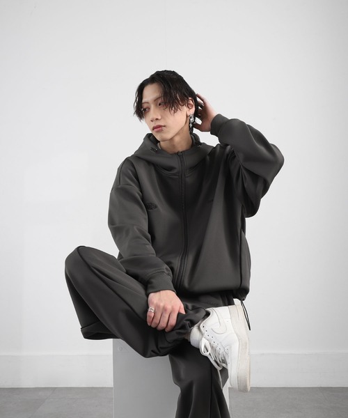 ZIP FIVE（ジップファイブ）の「【ZIP FIVE】 ドローコード内蔵 エステル ジャージ パイピング トラック フード ジップパーカー / トラックジャケット（ジャージ・メンズ・ネイビー/ブラック/チャコール・MEDIUM/LARGE/X-LARGE）」の15枚目の写真