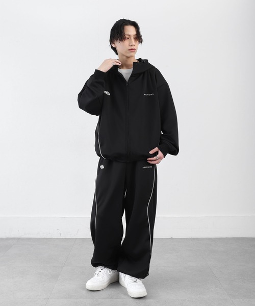 ZIP FIVE（ジップファイブ）の「【ZIP FIVE】 ドローコード内蔵 エステル ジャージ パイピング トラック フード ジップパーカー / トラックジャケット（ジャージ・メンズ・ネイビー/ブラック/チャコール・MEDIUM/LARGE/X-LARGE）」の6枚目の写真