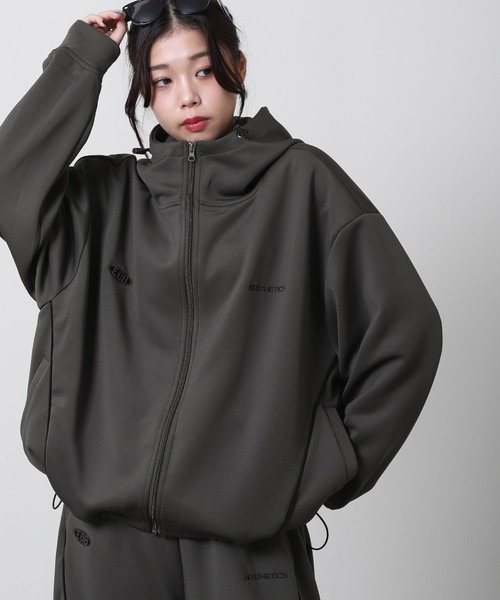 ZIP FIVE（ジップファイブ）の「【ZIP FIVE】 ドローコード内蔵 エステル ジャージ パイピング トラック フード ジップパーカー / トラックジャケット（ジャージ・メンズ・ネイビー/ブラック/チャコール・MEDIUM/LARGE/X-LARGE）」の17枚目の写真