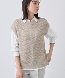 INDIVI | 【ファンシー素材】透かし柄ニットベスト(ベスト)