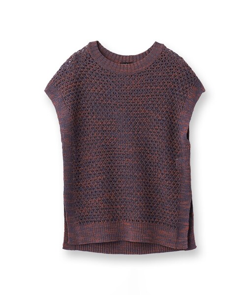 INDIVI（インディヴィ）の「【ファンシー素材】透かし柄ニットベスト（ベスト・レディース・チャコール/オレンジ系4/ベージュ系3・13/15 /38/05）」の4枚目の写真