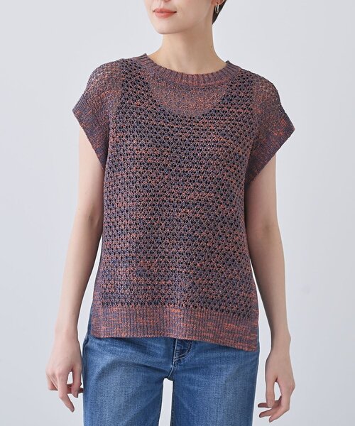 INDIVI（インディヴィ）の「【ファンシー素材】透かし柄ニットベスト（ベスト・レディース・チャコール/オレンジ系4/ベージュ系3・13/15 /38/05）」の17枚目の写真