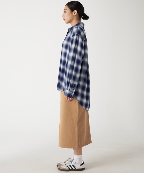 セール】オンブレチェック 長袖シャツ（シャツ/ブラウス