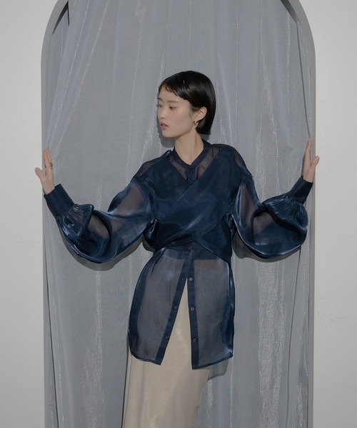 セール】【MINERTE】cross design blouse / 変形ブラウス