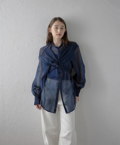 セール】【MINERTE】cross design blouse / 変形ブラウス