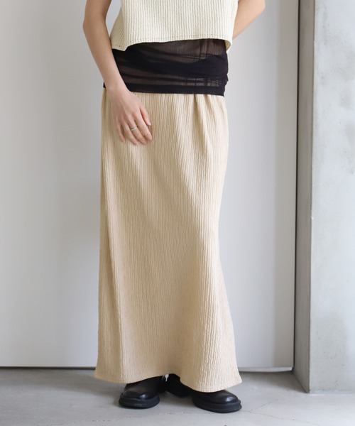 select MOCA（セレクトモカ）の「ワッシャーナロースカート（スカート・レディース・ベージュ/ブラウン/ブラック・FREE）」の3枚目の写真