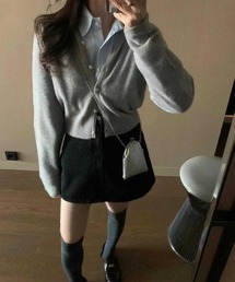 バックリボン刺繍ふんわりニットカーディガン